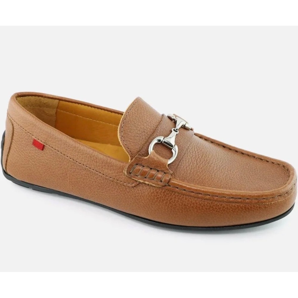 Marc Joseph New York Grand Street buckle loafers Women Tan Pebbled Leather 7.5